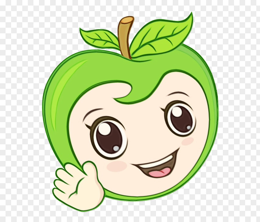 Nose Smile Green Face Cartoon Apple Facial Expression PNG