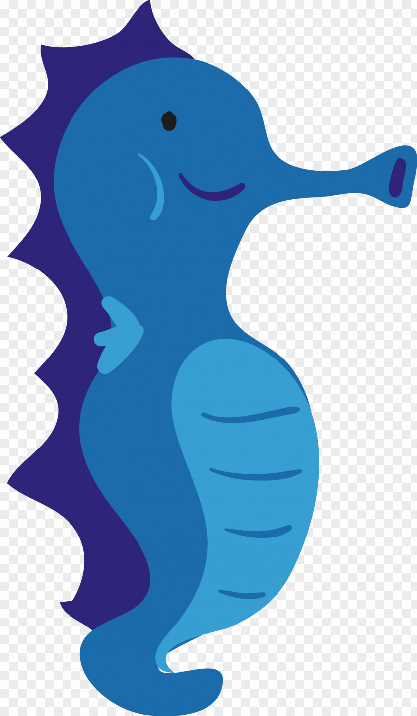 Blue Cartoon Seahorse Clip Art PNG