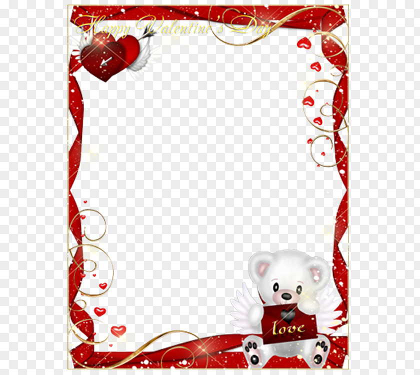 Romantic Valentine Bear Photo Frame Love Sinhala SMS Valentines Day PNG