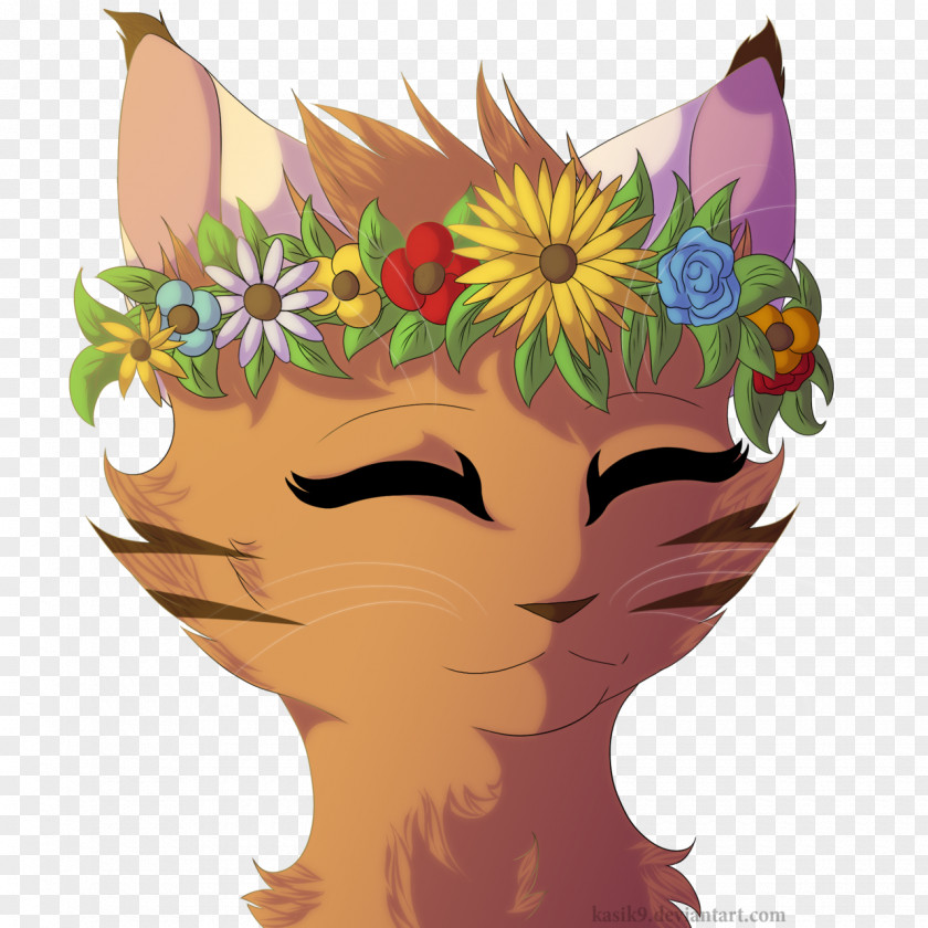 Flower Crown Cat Drawing Art PNG