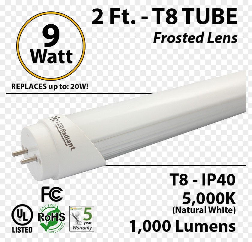 Luminous Efficiency Lighting LED Tube Lamp Fluorescent PNG