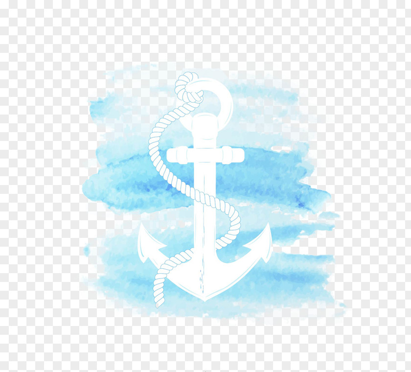 Blue Anchor Watercolor Painting PNG