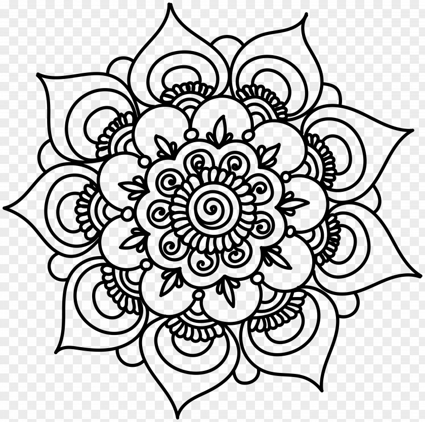 Floral Wreath Mandala Coloring Book Drawing Clip Art PNG