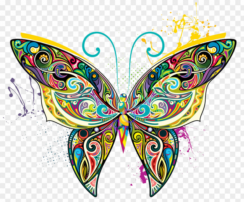 Colorful Butterfly Art Illustration PNG