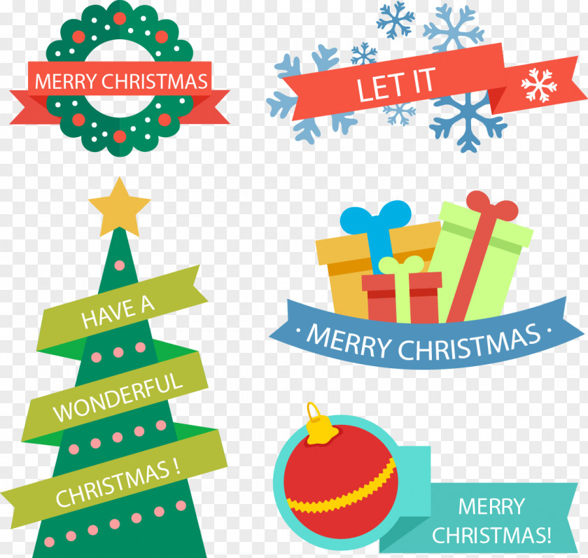 Vector Hand-drawn Cartoon Christmas Pattern Tree Gift Clip Art PNG