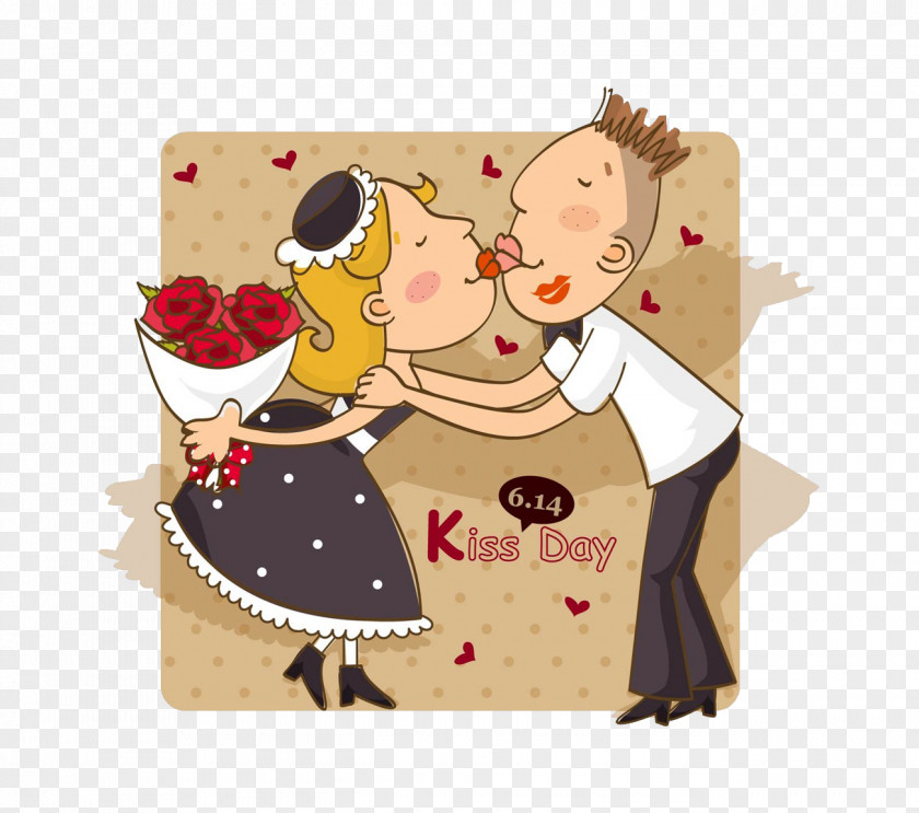 Cartoon Couple Kissing International Day Valentines Propose PNG