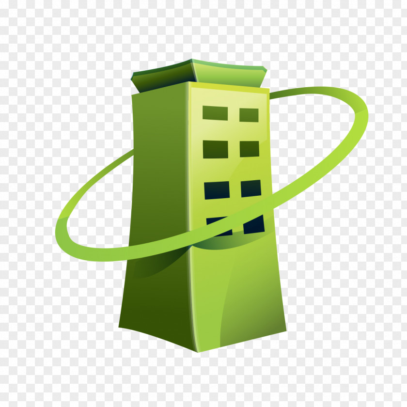 Cartoon Green Building Drawing Architecture PNG