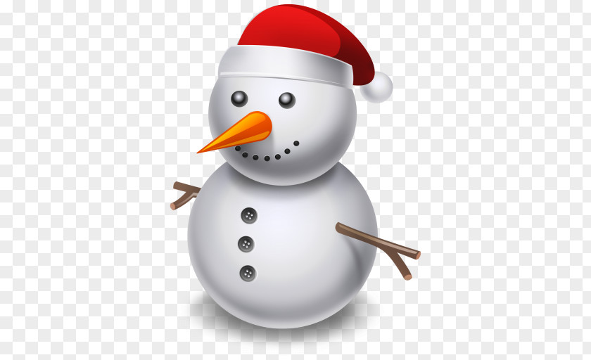 Cartoon Snowman Santa Claus Christmas Hat Icon PNG
