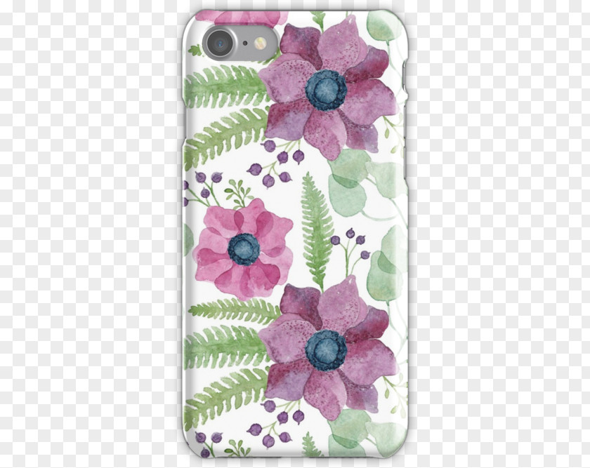 Purple Watercolor Flower Floral Design Textile Mobile Phone Accessories Pattern PNG