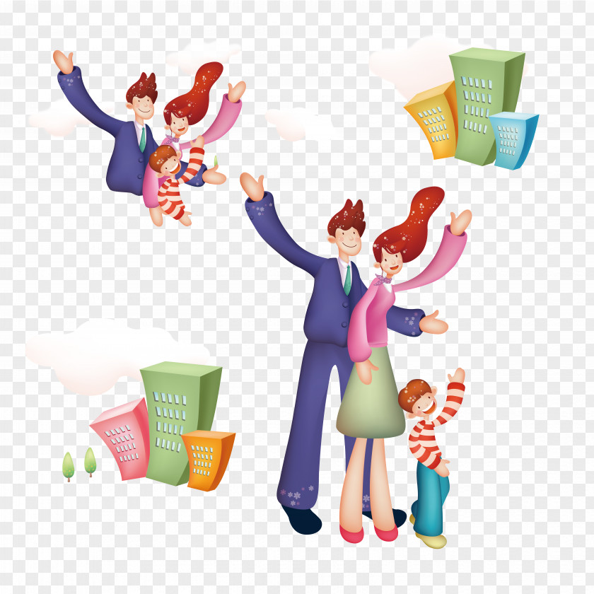 Family Figures Vector Cartoon Illustration PNG