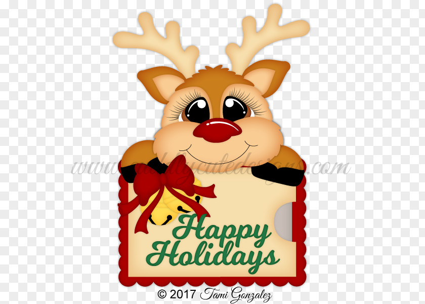 Gift Card Design Reindeer Santa Claus Christmas PNG