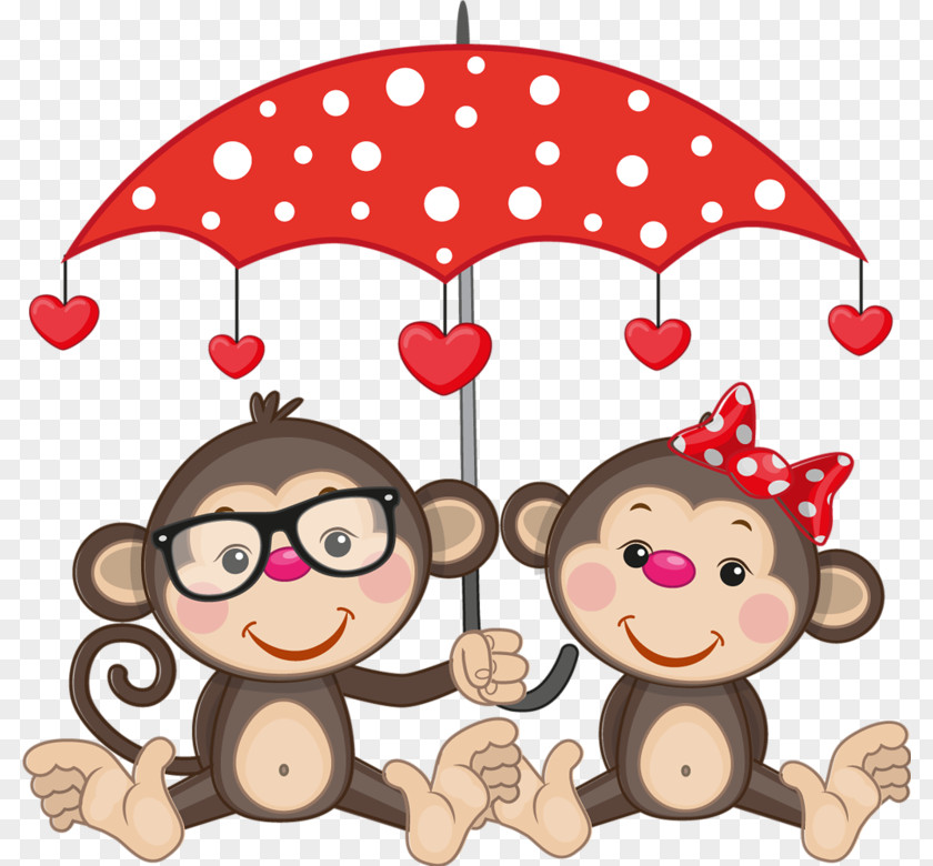 Umbrella Monkey Cartoon Drawing Couple PNG