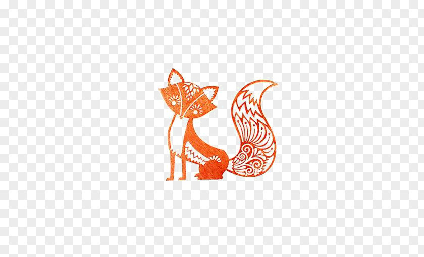 Cartoon Fox Stencil Drawing Art PNG