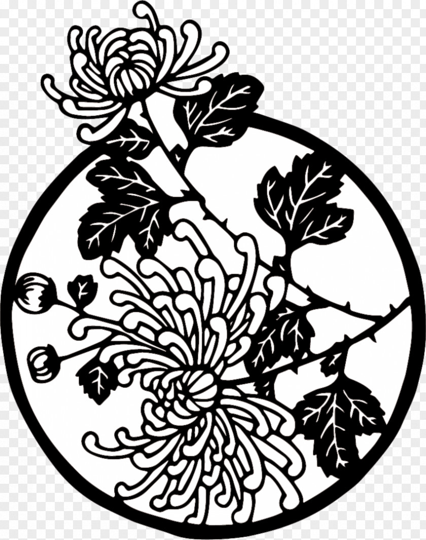 Chrysanthemum Papercutting Drawing PNG