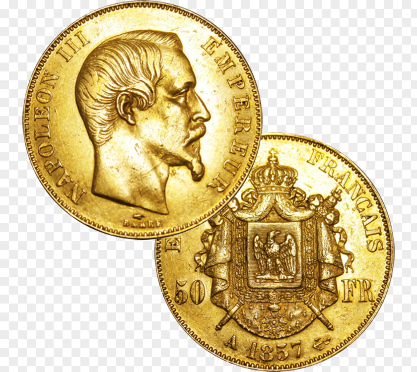 Gold Franc Napoléon Medal PNG