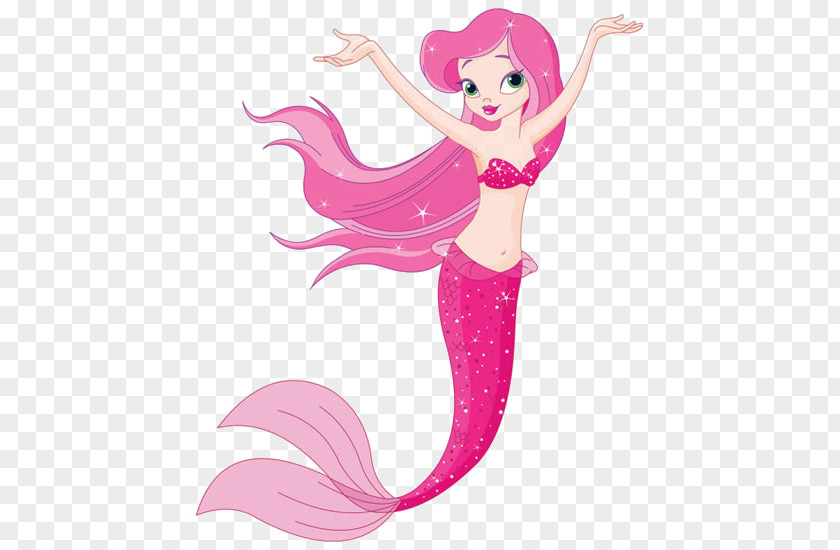Pink Mermaid Cartoon Clip Art PNG