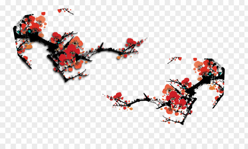 Plum Flower Chinese New Year Rooster PNG