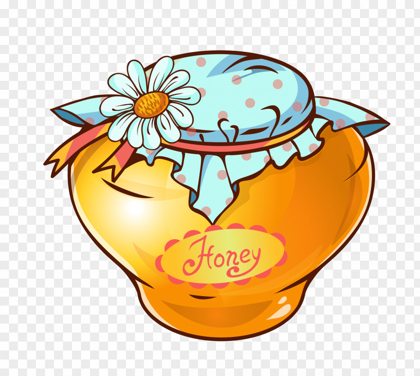 Vector Honeypot Material Bee Honey Packaging And Labeling PNG