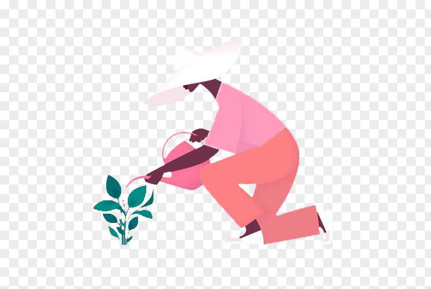 A Woman Watering Illustrator Digital Illustration PNG