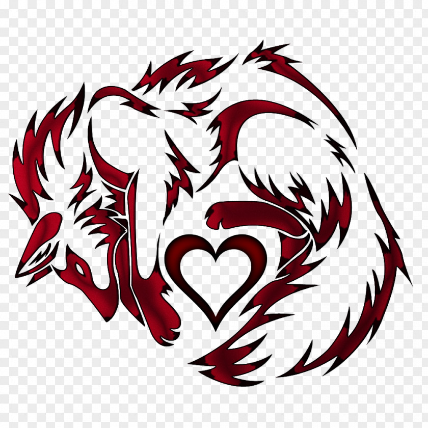 Wolf Heart Nine-tailed Fox Tattoo Kitsune Clip Art PNG