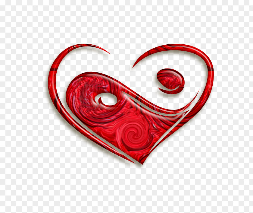 Yin Yang And Heart Drawing Red PNG