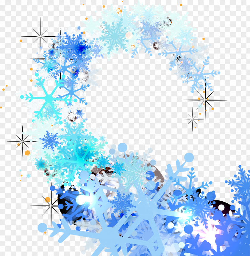 Blue Snowflake Floating Adobe Illustrator PNG