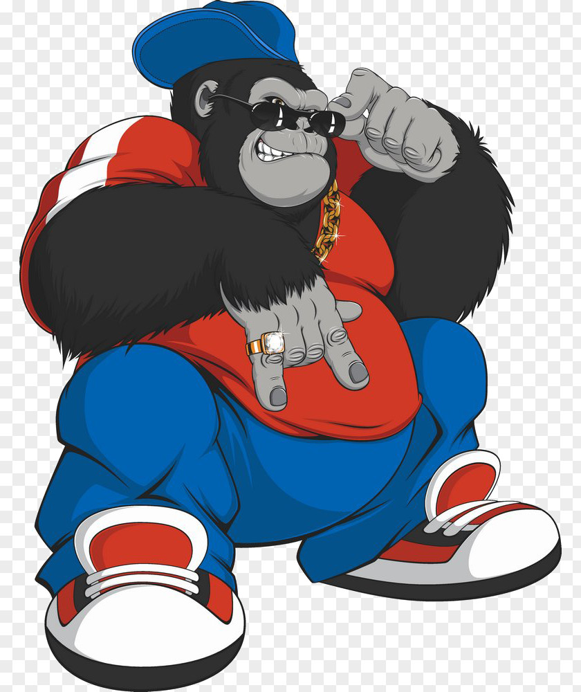 Cool Gorilla Ape Cartoon Illustration PNG