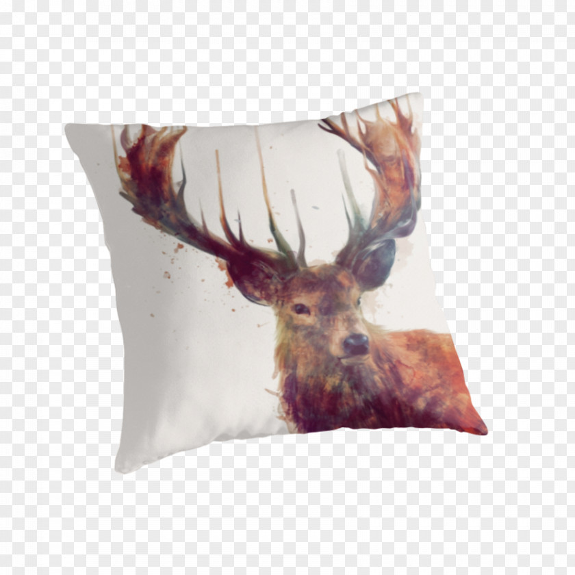 Red Deer Throw Pillows Cushion Linen Decorative Arts PNG