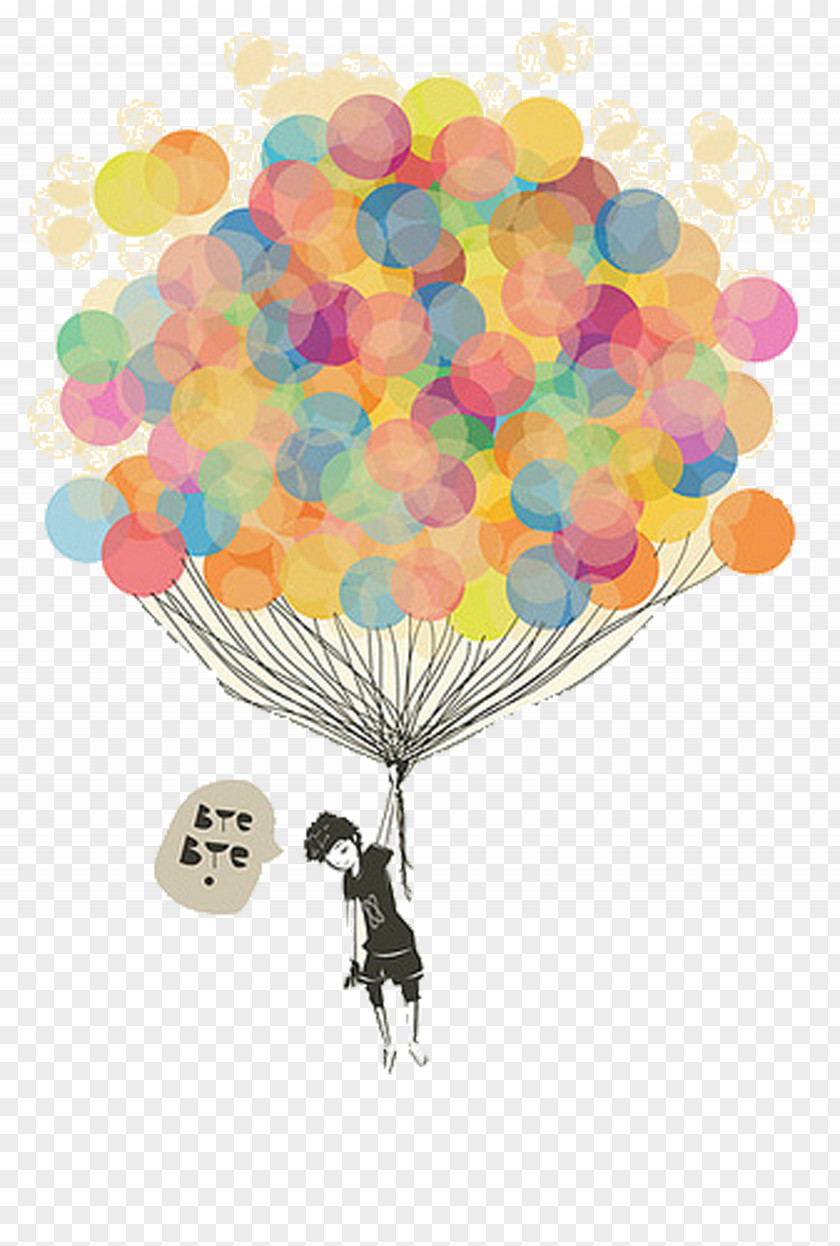 The Cartoon Takes Balloon To Fly Boy Drawing Stock Photography Illustration PNG