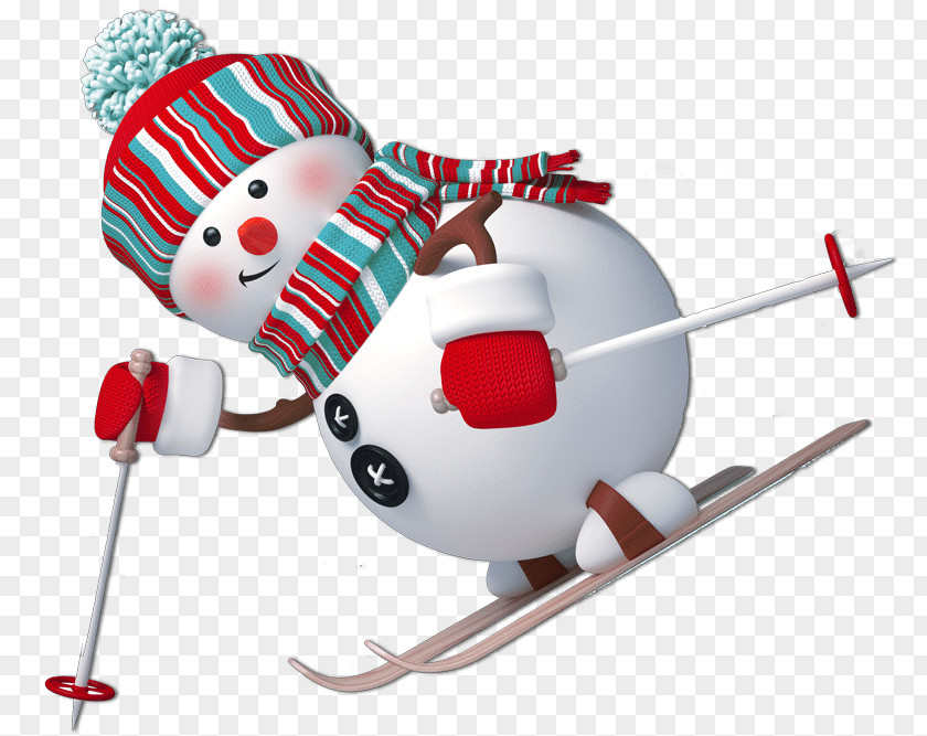 Snowman Skiing Winter Sport Christmas PNG