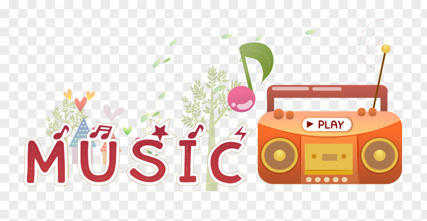 Vector Radio Musical Note Illustration PNG