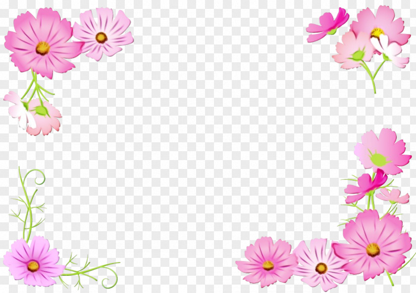 Wildflower Floral Design Pink Background Frame PNG