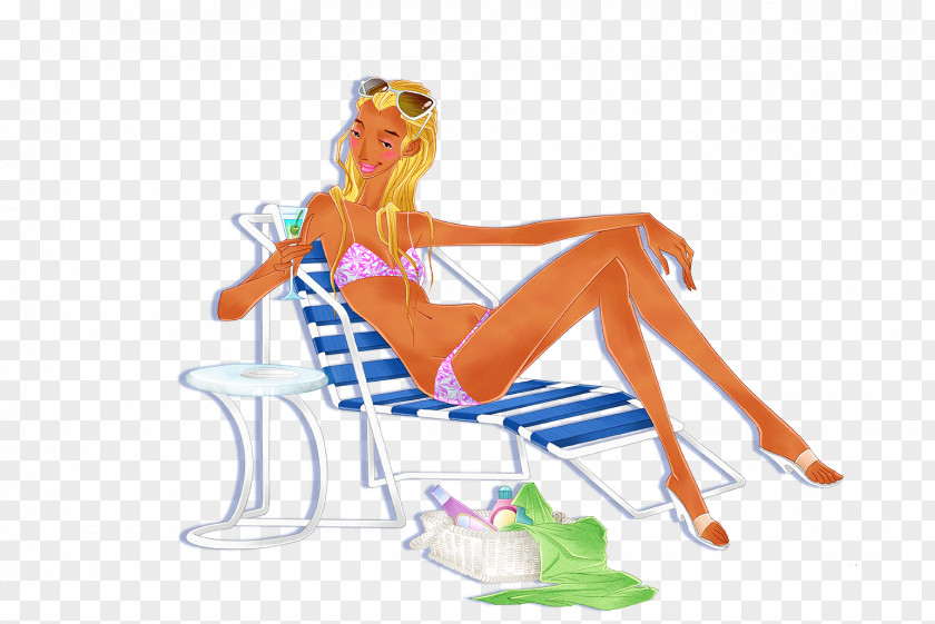 Beach Holiday Lady Illustration PNG