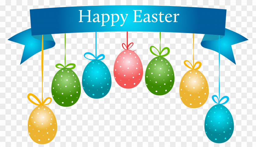 Happy Easter Banner With Hanging Eggs Transparent Clip Art Image Bunny Wedding Invitation PNG
