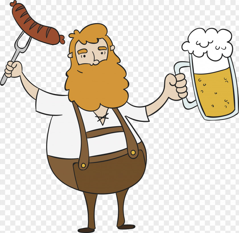 An Uncle Who Drinks And Eats Meat Lager Beer Oktoberfest German Cuisine Clip Art PNG