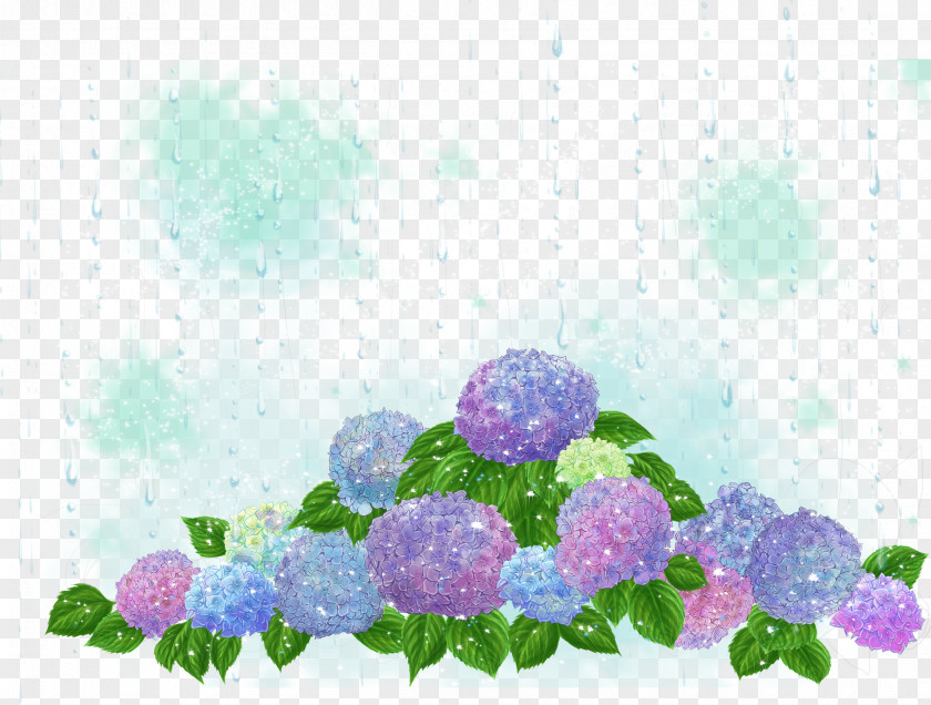 Colored Hydrangea Glow Under Flower French Wallpaper PNG
