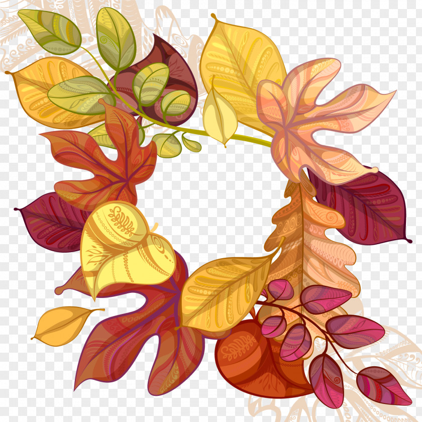 Hand Painted Autumn Leaves Vector Leaf Euclidean PNG