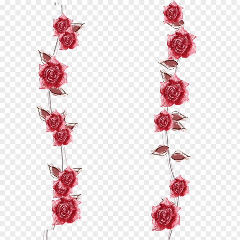 Red Rose Petals Edge Beach Flower Photography PNG