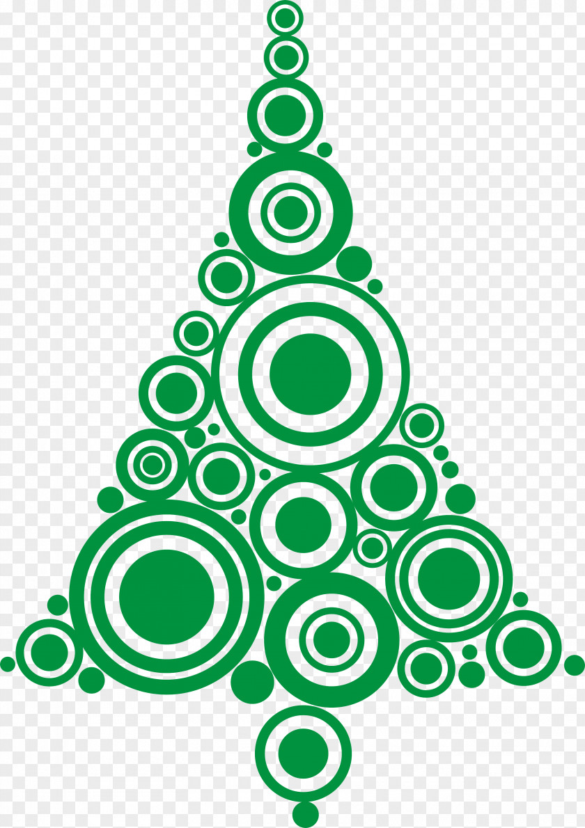 Christmas Tree Composed Of Green Circle Phonograph Record Decoration PNG