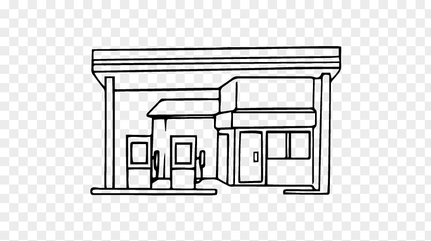 Filling Station Line Art Drawing Building Coloring Book Stadium PNG