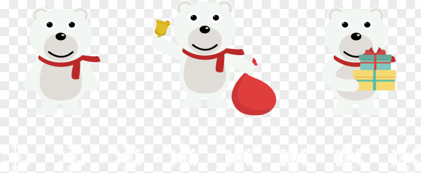 Three Cute Polar Bear Christmas Illustration PNG