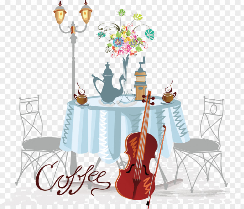 Hand-painted Banquet Tables And Chairs Cafe Royalty-free Drawing Illustration PNG