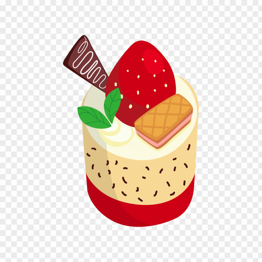 Hand Painted Round Strawberry Cake Chocolate Cartoon PNG