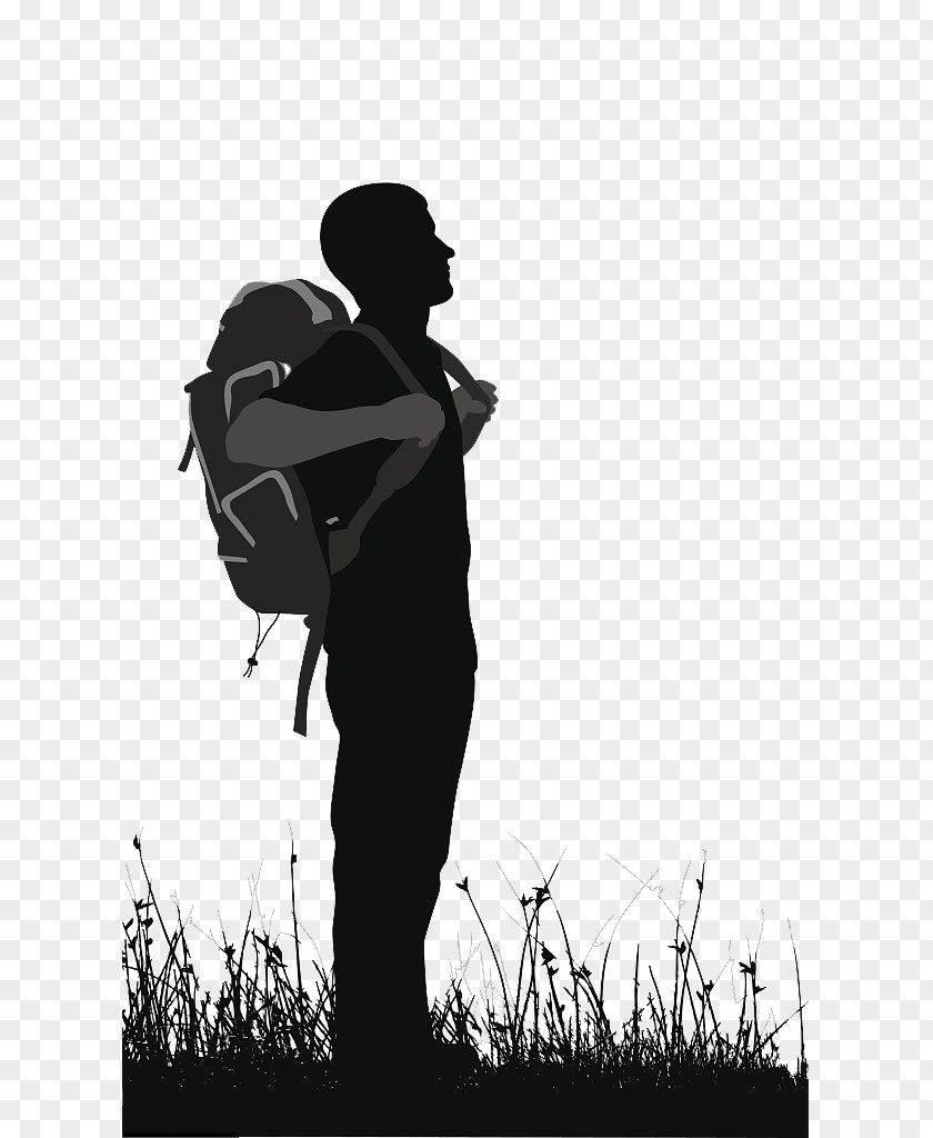 Vector Backpackers With Backpacks And Silhouettes Silhouette Backpacking Illustration PNG