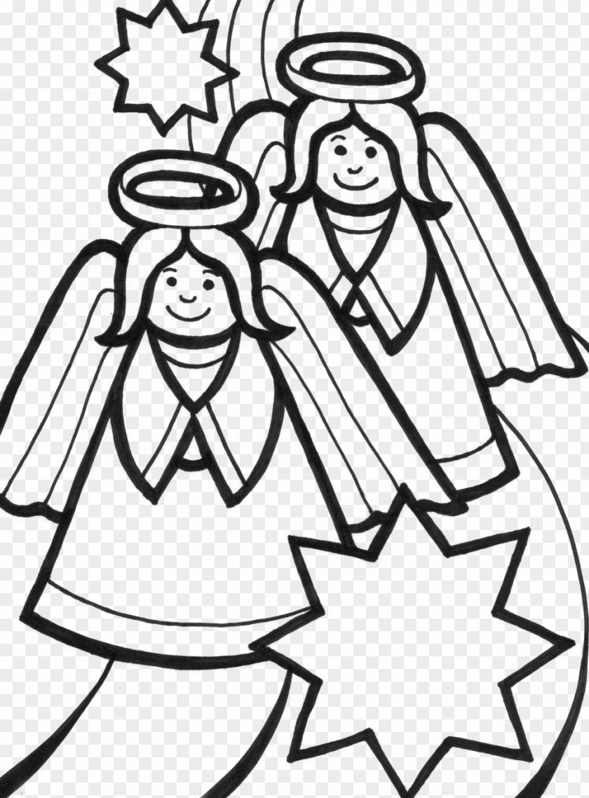 Guardian Angel Coloring Pages Smiling Book Child Clip Art PNG