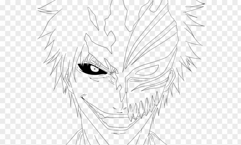 Ichigo Kurosaki Drawing Hair Line Art Monochrome PNG