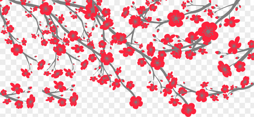 Cherry Tree Branches Red Blossom Cerasus PNG