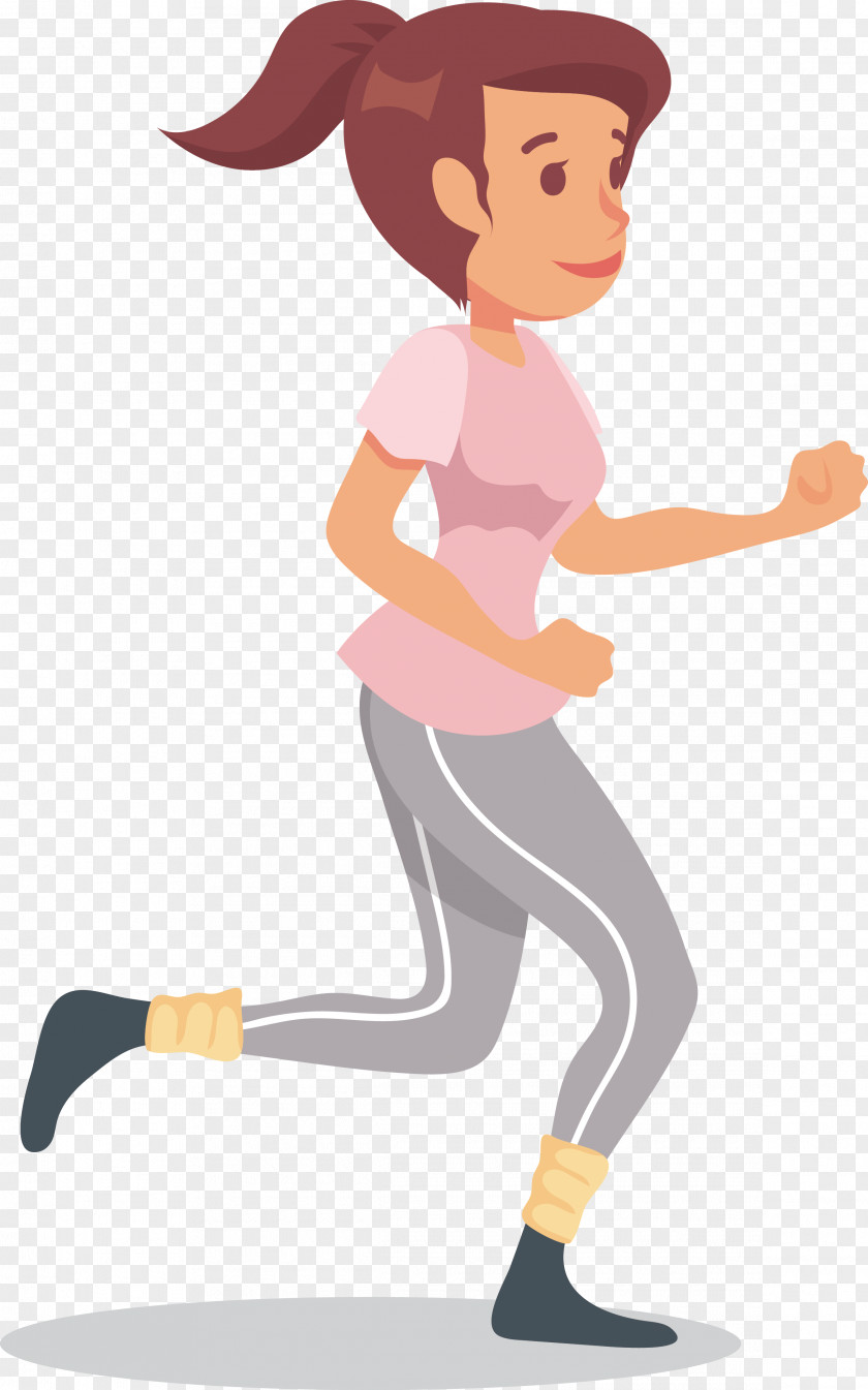 Running Woman Cartoon Illustration PNG