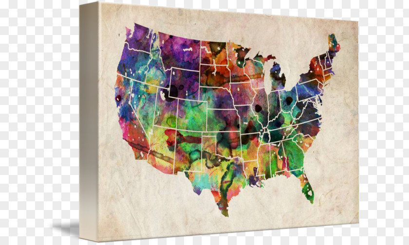 Watercolor Map United States Painting Art PNG