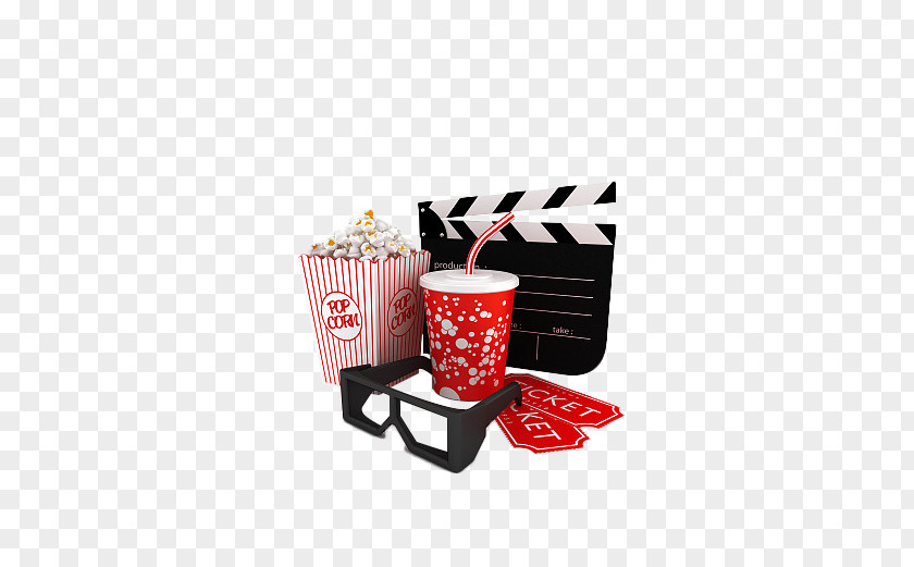 This Cartoon Brand Cola Popcorn Outdoor Cinema Film Ticket Clapperboard PNG